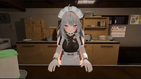 铃音穿着黑白服装坐在居酒屋吧台前